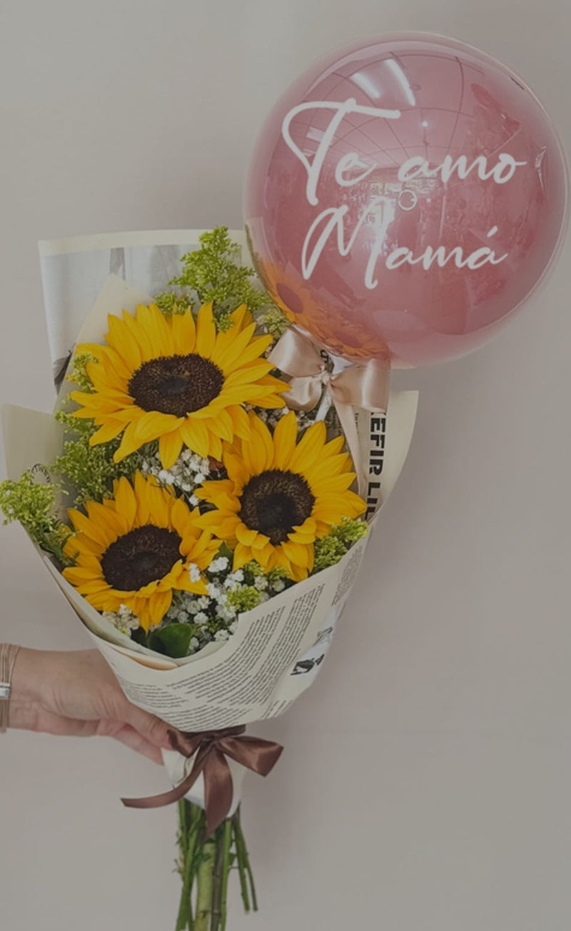 Ramo de 3 girasoles con globo