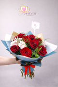 Ramo de 15 rosas ecuatorianas rojas y rosadas