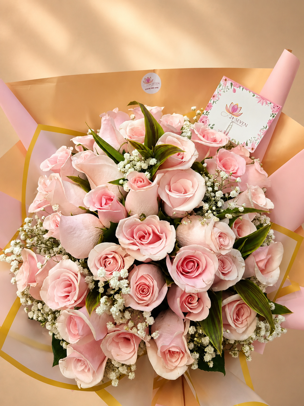 Ramo de 24 rosas rosadas