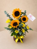 Base tipo tronco con 3 girasoles